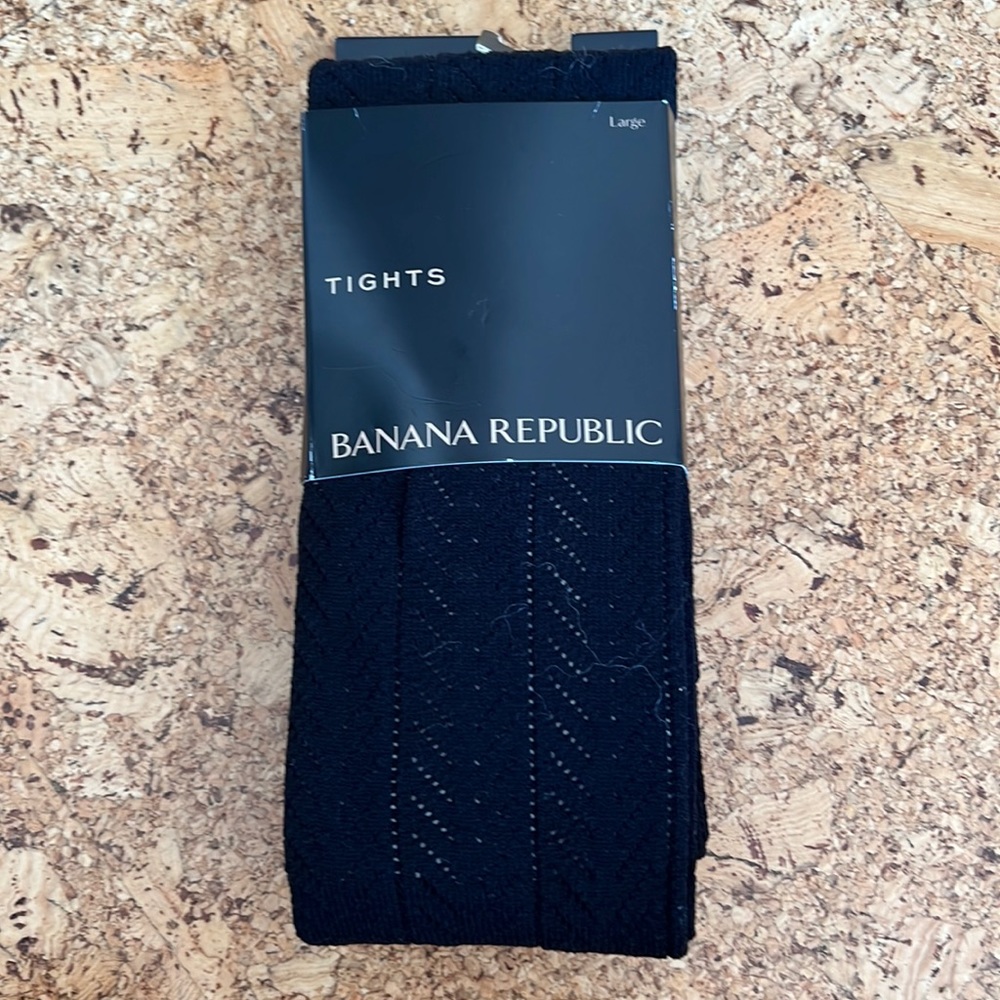 NWT Banana Republic Herringbone Pattern Tights - Black